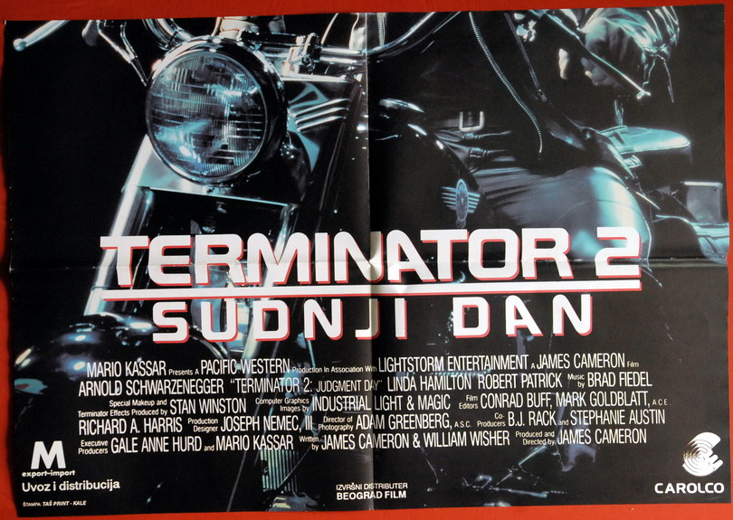 TERMINATOR 2 ARNOLD SCHWARZENEGGER 1991 XXL PART 1+2 EXYU MOVIE POSTER